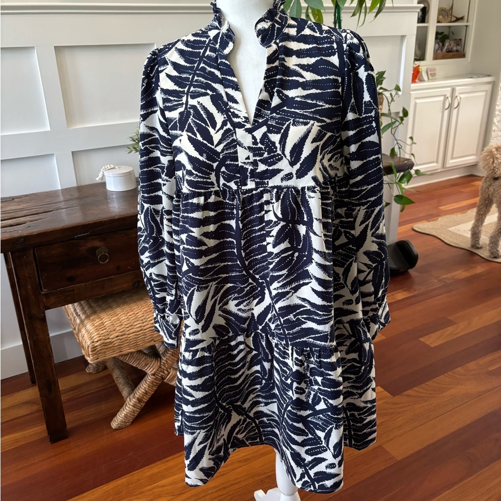 THML Blue and Cream Patterned Dress